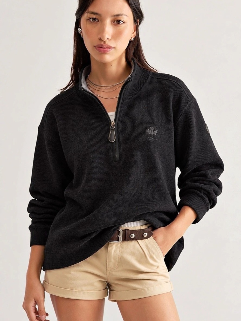 368. Ethnic Blue Black Half-Zip Pullover Size Medium